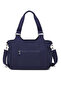Daily Medium Size Waterproof Crinkle Fabric Women's Shoulder Bag Navy Blue - 3