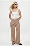 Women's Destini Scarf Detailed Waist Elastic Woven Beige Trousers - 2