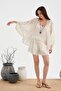 Women's Jacket with Complete Embroidery Detail and Bat Sleeve Design - 2