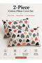 Set of 2 Cotton Printed Pillow Covers – Soft Breathable Pillow Cases with Envelope Closure 125 GSM Fabric