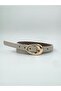 Women's Black Thin Belt with Gold Oval Buckle, Stylish Daily and Classic Combination Belt 2 cm - 2