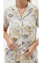 Tie-Dye Pattern Men's Collar Buttoned Pants Women's Pajama Set - 3