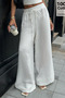 Women's Comfortable Cut Muslin Elastic Waist Wide Leg Pants - 6