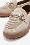 Studded Buckle Women's Casual Shoes Beige Suede - 3