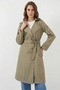 Women's Double-Breasted Collar Double-Button Green Trench Coat - 7