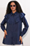 Women's Ruffle Detailed Shirt Tunic 1494 - Navy Blue - 4