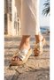Gold Leather Cross-Filled Women's Daily Slippers