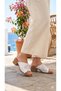 White Leather Laser Women's Casual Slippers - 3