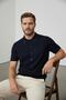 İnterview Polo Collar Buttoned Front Rayon Thin Knitwear Navy Blue T-Shirt - 5