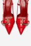 Noen Red Leather Buckle Pointed Toe Women's Heeled Shoes - 2