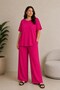 Large Size Slit and Pocketed Wrinkled Fabric Comfortable Double Suit-Fuchia - 5