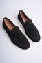 Genuine Leather Men's Loafer Shoes Black Suede Daily Comfortable Casual Moccasins with Tassels Siena