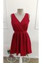 Women's Strappy Double-Breasted Collared Short Janjan Crepe Dress with Bow Detail on the Back - 4