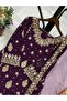 Blue Faux Georgette Embroidered Kurti Palazzo & Dupatta - | Blue - 2