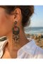 Ethnic Beaded Detailed Dangle Earrings Antique Bronze Look Bohemian Design - 8