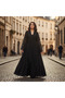 Elegant Black Abaya with Lace Panels and Sequins