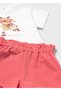 Baby Girl Combed Cotton Shorts Set with 2 T-Shirts Pink - 4
