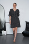 Batwing Sleeve V-Neck Polka Dot Patterned Mini Dress with Waist Tie Detail - 3