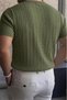 Kelly Luxury Series Men's Slim Fit Hair Knit Patterned Crew Neck Short Sleeve Knitwear T-Shirt - 4