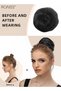Synthetic Hair Bun Extension Roller Donut Chignon With Elastic Drawstring High Temperature Fiber Hairpiece for Women Daily Use(Black) - 2