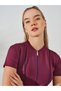 Women's Zippered Half-Closed Hijab Swimsuit, Short Sleeve Half-Closed Swimsuit with Wrap-Cut Skirt - 4