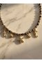 Obsidian Natural Stone Sea Themed Gold Color Steel Combination Necklace - 2