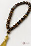 Tiger's Eye Natural Stone Prayer Beads 33-Piece Yellow Tassel Zikir Prayer Beads - 4