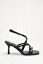 Black Wrinkled Cross-Strap Heeled Evening Dress Sandals - 3