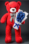 Red Plush Teddy Bear with Blue Rose Bouquet for Lover, Spouse, Close Friend - a Lasting Gift Option for Kankaya, Sister, Sister-In-Law - 2