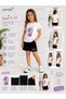 Summer Lilac Ribbon and Love Printed Girls' Black Shorts and White T-Shirt Set - 2