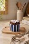 Almond Blue Striped Ceramic Snack Bowl / Mini Bowl - 5