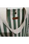 Beach Bag, Picnic Bag, Baby Care Bag, Green Striped, 100% Linen, Double Handle, with Pockets - 3