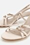 Women's ecru gold buckle thin strap low heel sandals - 3
