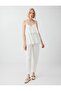 White Strappy Knitted Blouse with Lace Detail - 2