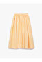 Comfortable Cut Pleated Below-Knee Skirt Made from a Mixture of Linen and Viscose - 4