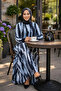 Women's Chiffon Dress with Embroidered Stripe Pattern - 5