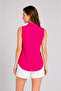 Women's Fuchsia Zero Sleeve Buttoned Shirt Blouse Summer Stylish Design - 2