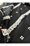 Row by Row Ruffle Lace Embroidered Cotton Voile Fabric - Width 140 cm Black and White Embroidered Dressmaking Fabric
