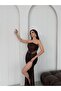 Brown Strapless Waist Detailed Sequined Evening Dress - 4