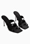 Roshin Black Cross-Strapped Thin Heeled Women's Slippers - 3