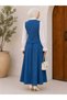 Hijab Denim Vest Shirt Skirt Set - 3