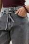 Light Gray Tie-Up Wide Leg Women's Jeans - 4