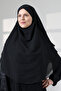 حجاب شيفون ثلاثي الطبقات بيضاوي الشكل، شال حجاب عملي - أسود (ZN1704) - 7