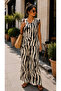 V-Neck Zebra Patterned Viscose Suit