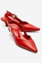 Dioris Red Skin Genuine Leather Women's Low Heel Shoes