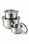 3-Piece 304 Stainless Steel Storage Container Set with Glass Lid Food Storage Container 16-18-20 cm