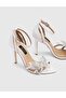 Solara Leather Stone Women's White Heeled Sandals - 4