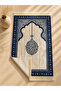 Zippered Mihrap Patterned Navy Blue Prayer Rug with Bag Cl001 - 4