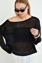 Mesh Knitted Boat Neck Knitwear Blouse - 2