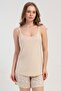Women's Thin Strap Shorts Beige Summer Pajama Set C3T8N1215